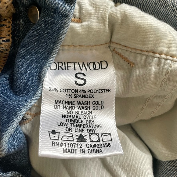 Driftwood x Free People Mushroom Embroidered Denim Overalls Shortalls - S - Picture 8 of 8